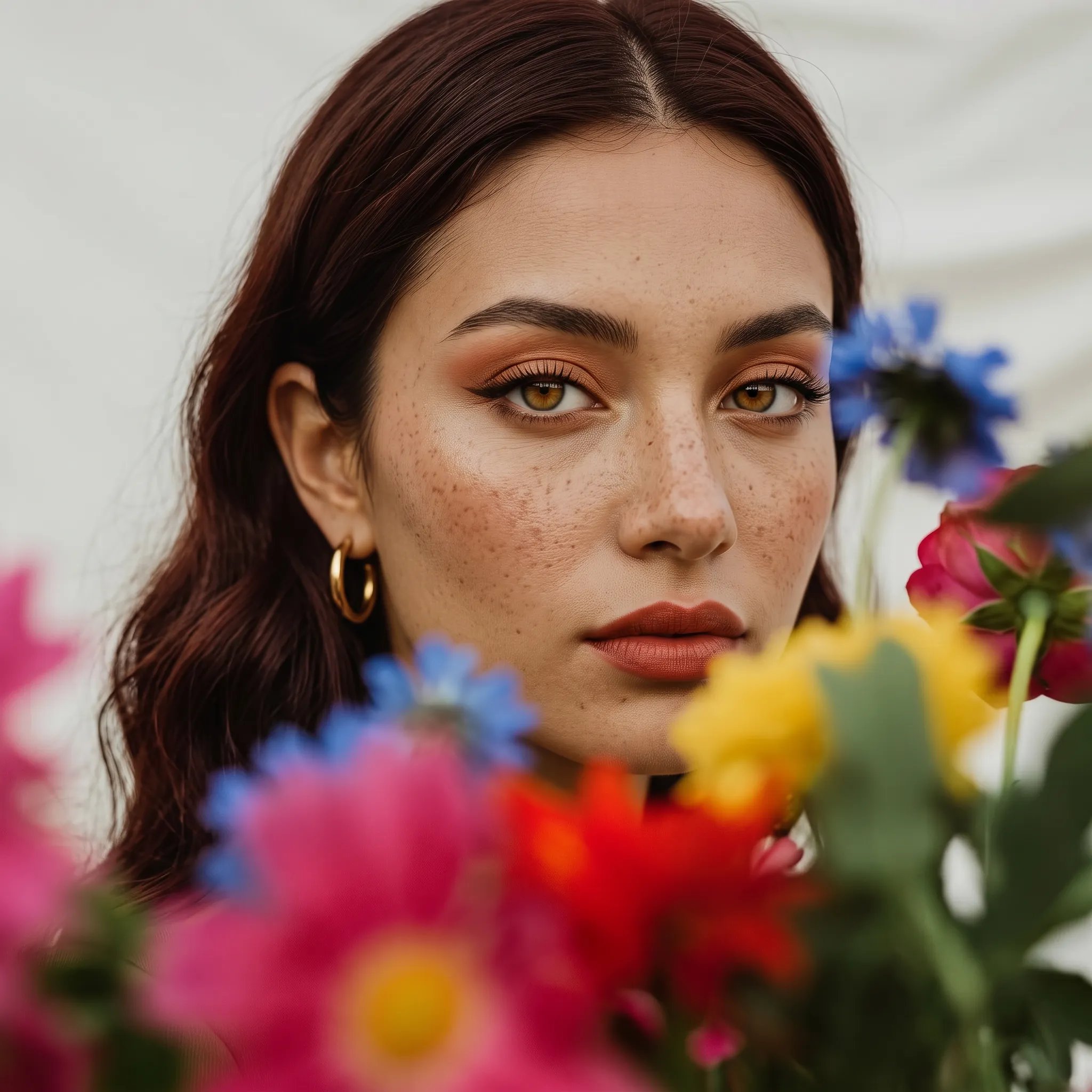 Portrait with flowers