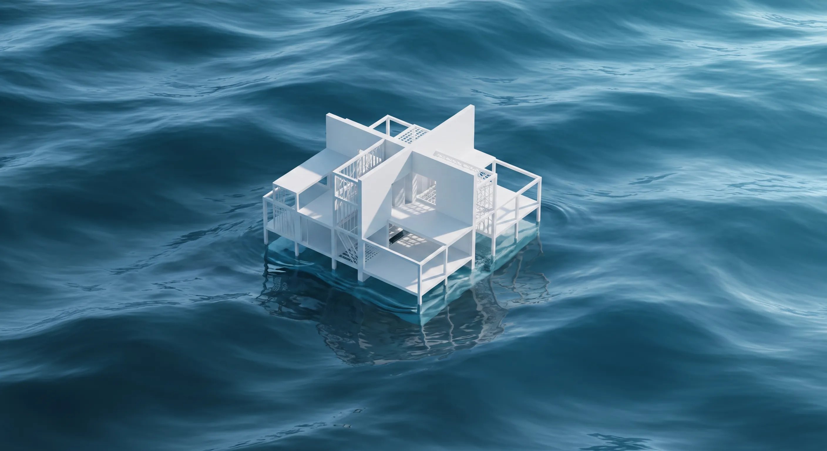 Floating box at sea